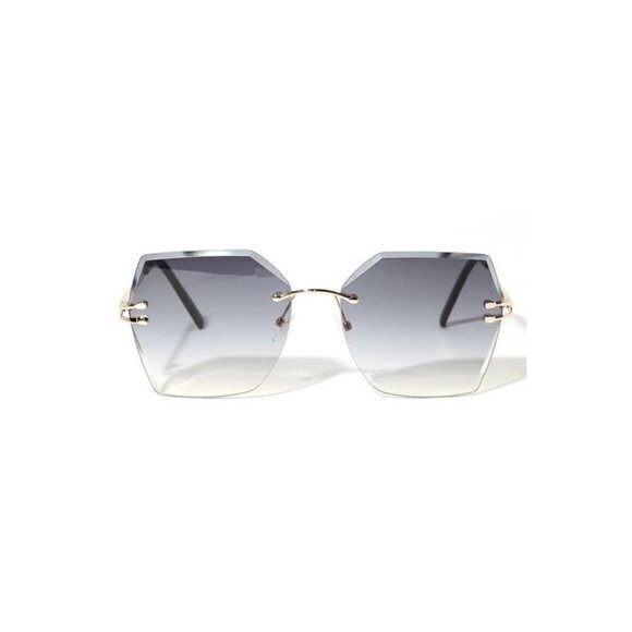 Somewhere‎ Shady Rimless Square Frame Gold Hardware Sunglasses Black main image 6